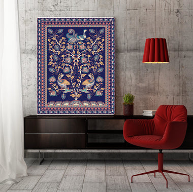 Kalamkari peacock blue