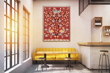 Kalamkari Peacock maroon