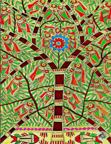 Birds on a green tree