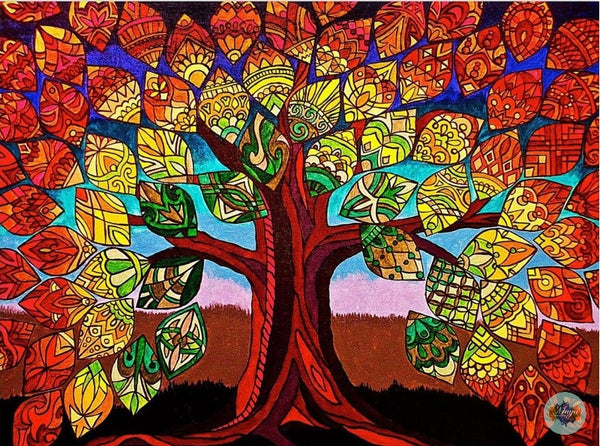 Bright Kalamkari tree