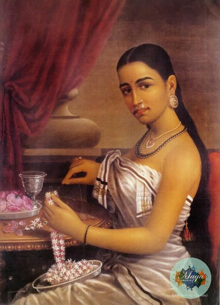 Lady making a garland