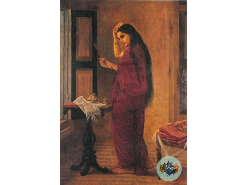 Nair lady in front of the mirror