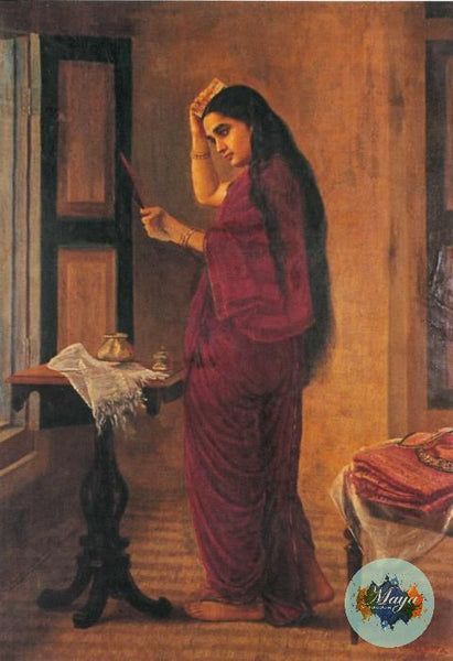 Nair lady in front of the mirror