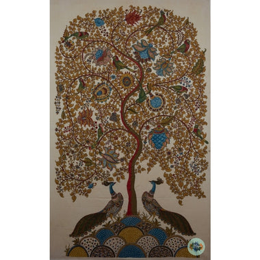 Peacocks and birds in a tree