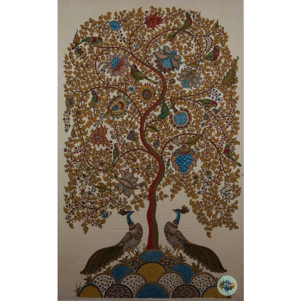 Peacocks and birds in a tree