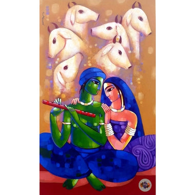 Romantic couple with cows