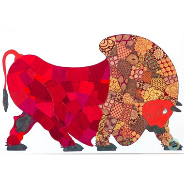 Textile art red down