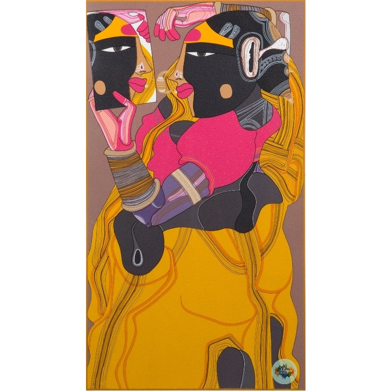 Woman looking at the mirror
